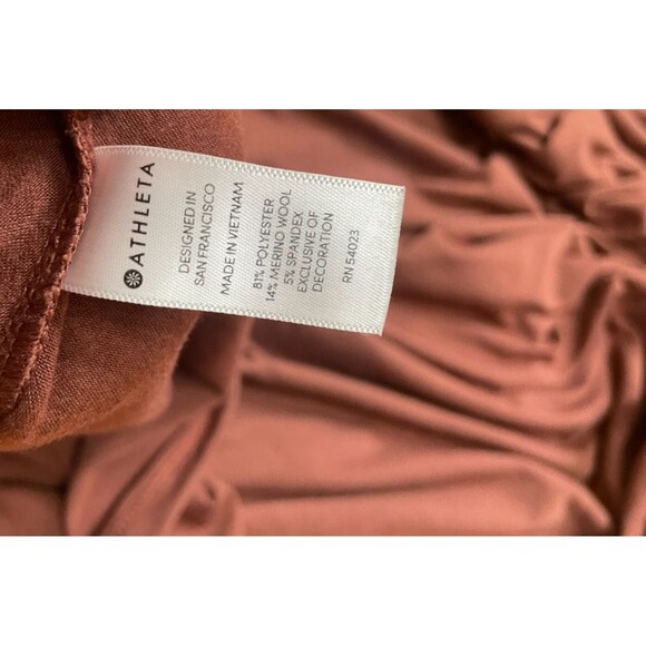 Athleta Industry Women's Dress Midi Bodycon Turtleneck Stretch Ruched M Brown - Picture 9 of 10